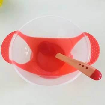 

Rosiky Baby sucker bowl Baby Silicone dishes kids feeding training bowl with spoon