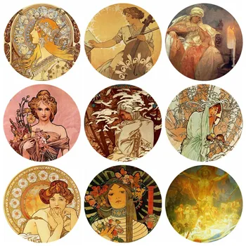 

20pcs 12~40mm Artist Alphonse Mucha Art Paintings Collection Spirit Of Spring Glass Cabochon