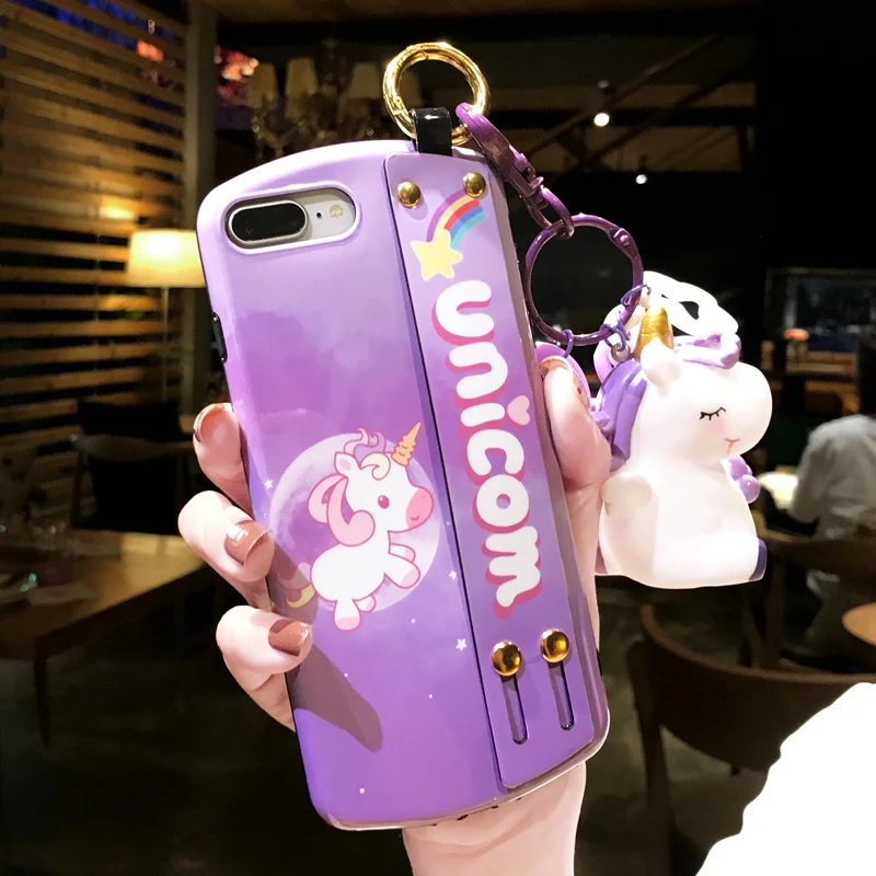 Для iphone XR XS max X единорог ремешок на запястье чехол для телефона для iphone 6 6s 7 8 plus 8 plus милый мультяшный Мягкий силиконовый чехол