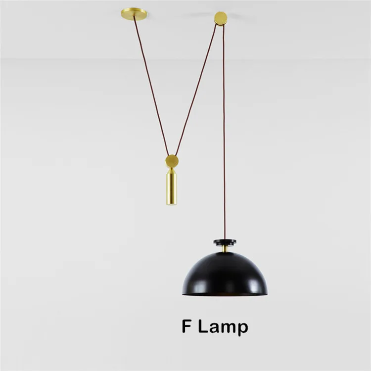 Подвесной светильник в скандинавском стиле с дизайном в виде шкива, креативный художественный светильник для столовой, гостиной, светодиодный подвесной светильник в помещении - Цвет корпуса: F