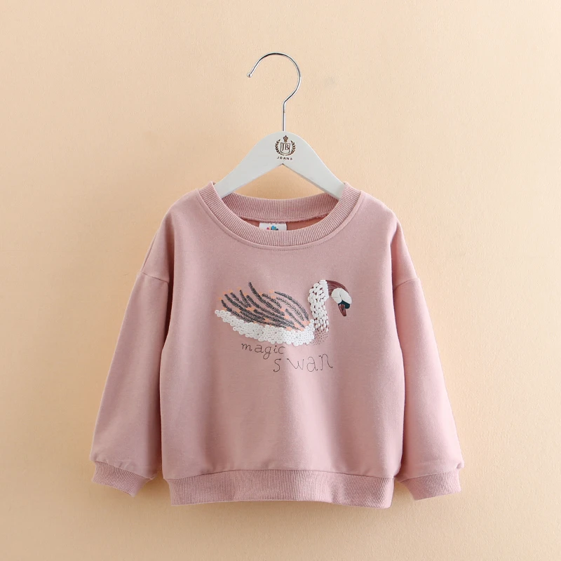 Модный Детский свитер с лебедем г., детская одежда детский пуловер с длинными рукавами и круглым вырезом и надписью для детей от 2 до 8 лет