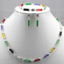 Ветер замечательный слово Gem Многоцветный Gem Серебряный браслет серьги ожерелье ювелирных изделий AAA женские серебряные украшения