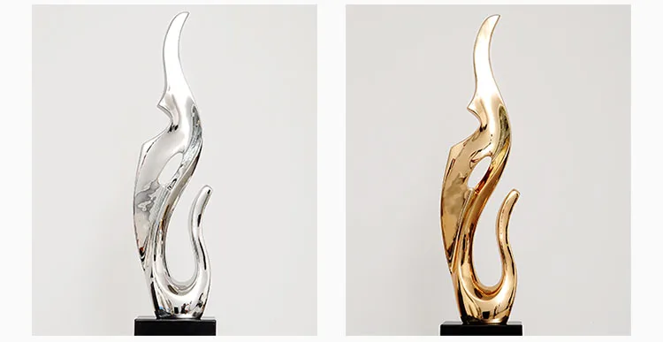 Золото Серебро смолы настольный декор абстрактная скульптура Гостиная ТВ шкаф мебель лобби искусство гальванические украшения