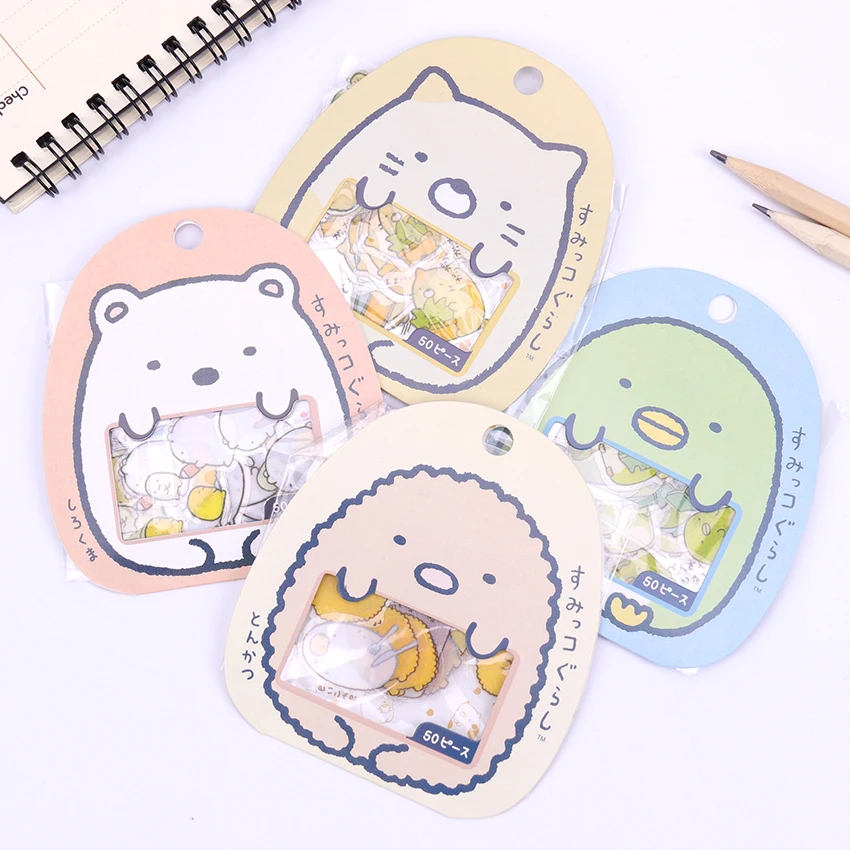 

50PCS/Set Kawaii Stationery Memo Pad Bookmarks Creative Cute Animal Sticky Notes School Supplies PVC Stickers