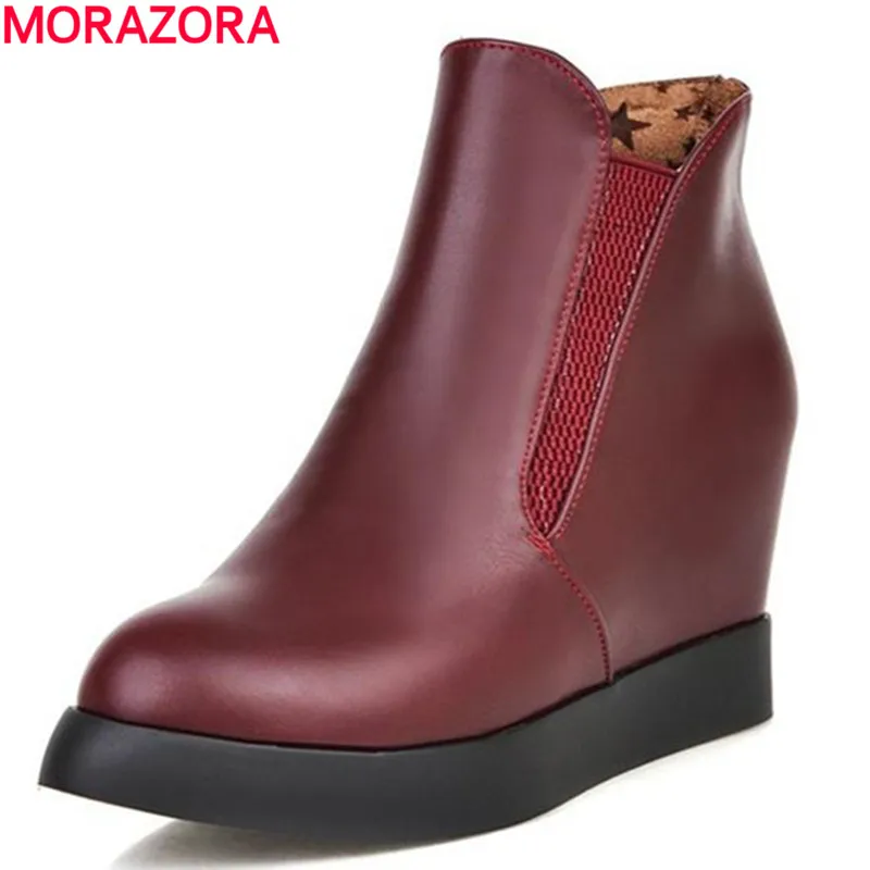 

new arrive 2016 winter shoes peep ankle boots party platform casual zip height increasing woman simple pointed toe boots