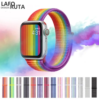 

Band For Apple Watch Series 3/2/1 38MM 42MM Nylon Soft Replacement Sport Loop Strap for iwatch 4 40MM 44MM Striped Rainbow New