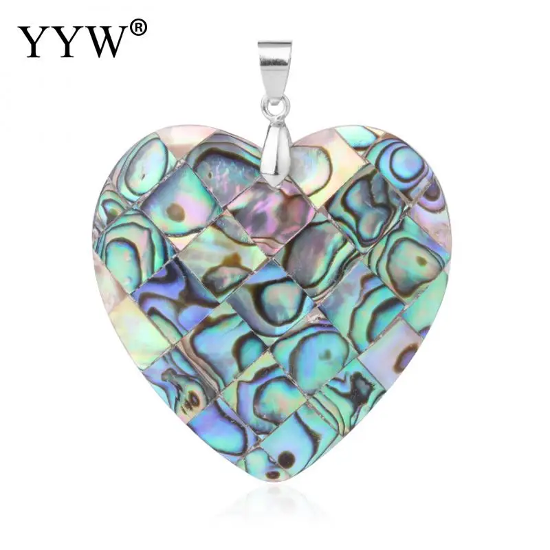 

Natural Abalone Shell Love Heart Necklace Pendants for Girlfriend Ocean Rainbow Paua Shell Pendant Valentines Gift