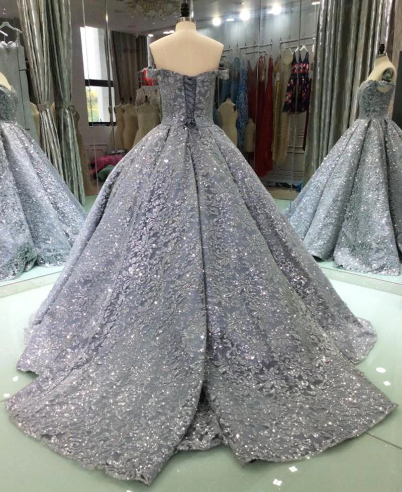 Luxury Glitter Sequin Long Ball Gown Evening Dresses for Saudi Arabian Women - Sparkly and Formal Prom Gowns image 4