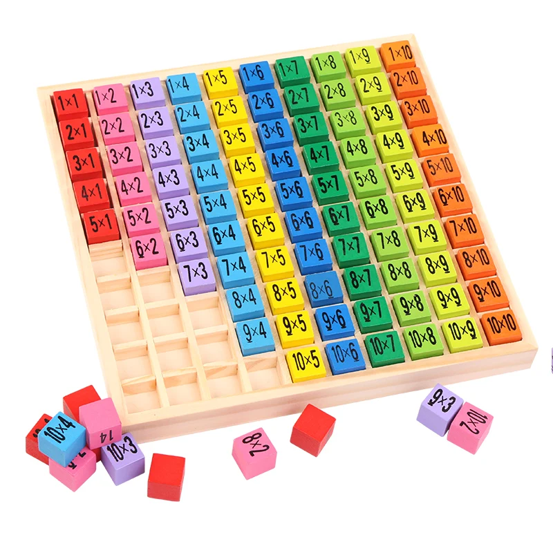 1 Set Children Wooden Toys 99 Multiplication Table Math Toy 10*10 Figure Blocks 