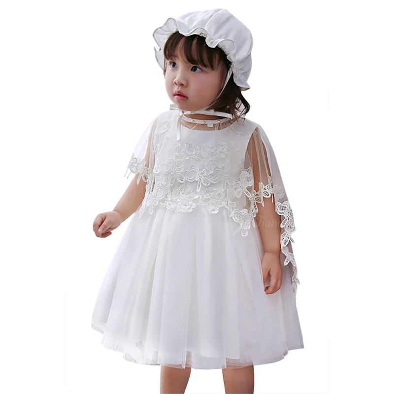 3Pcs/set Baby Girls Princess Baptism Dress Toddler 1 2 Year Birthday