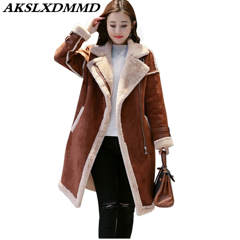 

2019 autumn Winter Women Woolen Coat Warm Large Size Cashmere Coat Fashion Temperament Mid-length Wool Jacket Outerwear CW162