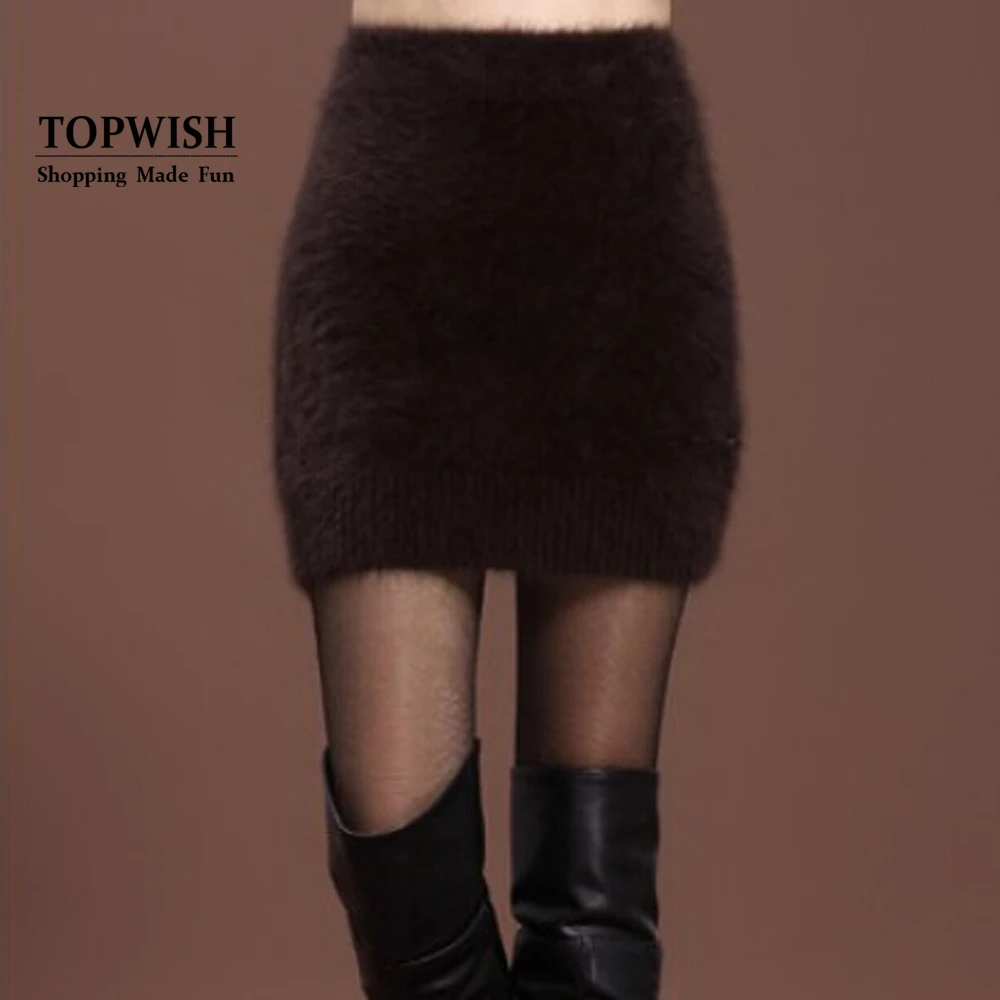 

2019 New Arrival 100% Real Mink Cashmere Skirt Fit Straight Mink Cashmere Women Skirt Basic Top Sale Cashmere Casual Skirt KSR7