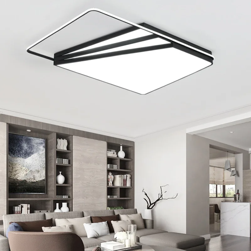

TUDA LED Ceiling Lamp Intelligent Rectangular Wrought Iron Ceiling Lamp Bedroom Study Restaurant Acrylic Ceiling Lamp 220V