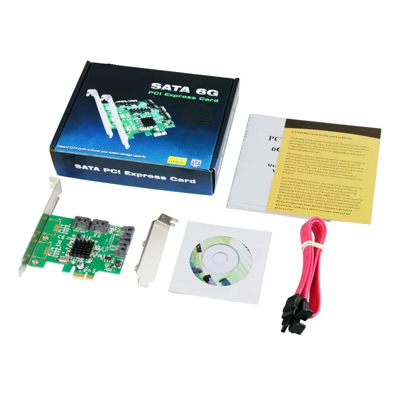 PCI Eexpress карта PCI-e 4 порта SATA III 6 г 2,0x1 карты контроллера Marvell 88SE9215-Raid с низким профилем кронштейн