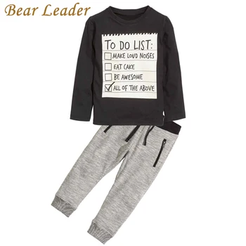 Bear Leader Baby boy clothes 2017 New Winter and Autumn Dark Grey long sleeve t-shirt + casual long pants 2pcs suit kids clothes