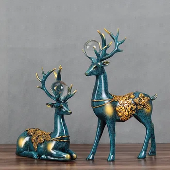 

Classic Deer Statue Animal Resin Craftwork Cafe Home Decoration Household L3051