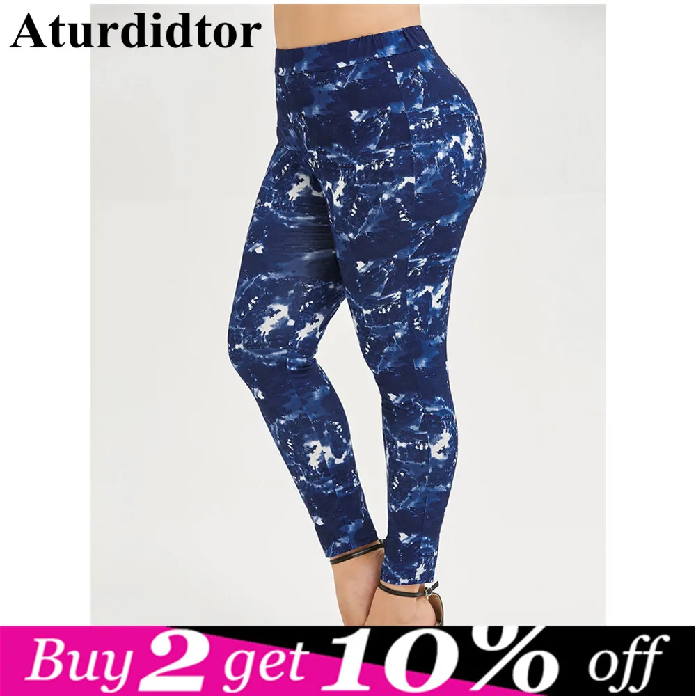 

Large Women Leggings Push Up Bodybuilding Pants High Elasticity Patchwork Fitness Blue Ink Painting Legging Women Plus Size 5XL