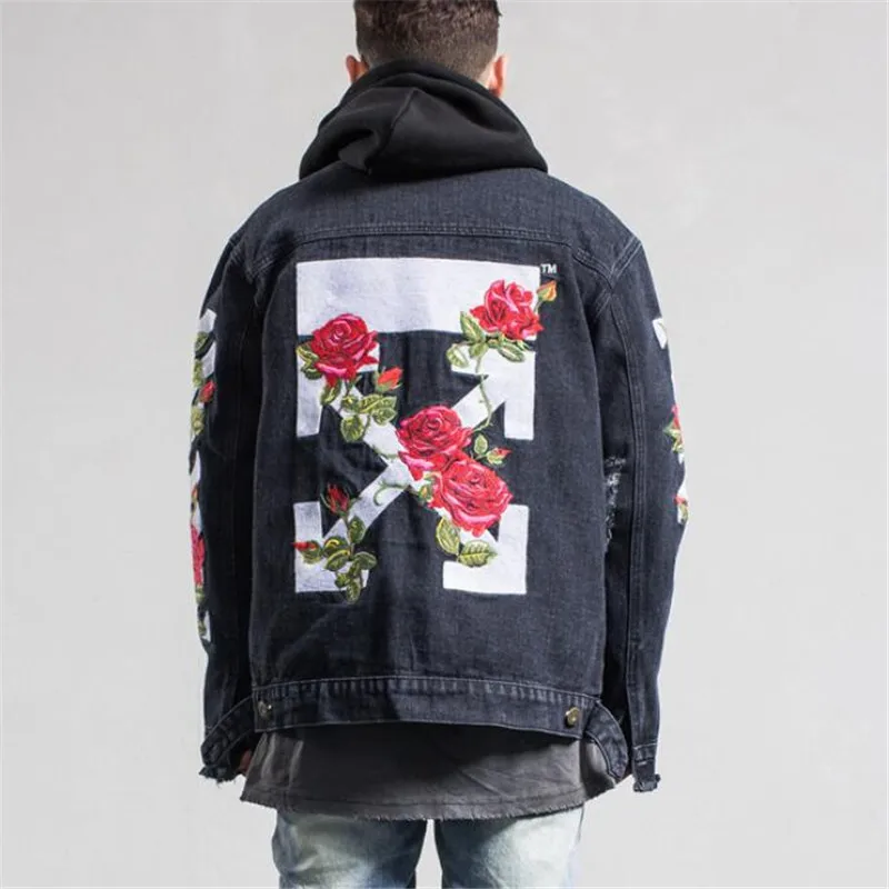 jaket denim off white rose