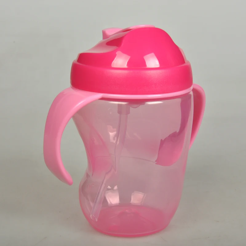 260 мл обновляется прочный Baby Дети соломы чашка Питьевая Бутылка Поильник с ручками милый дизайн бутылочка для кормления PP Пластик SGS