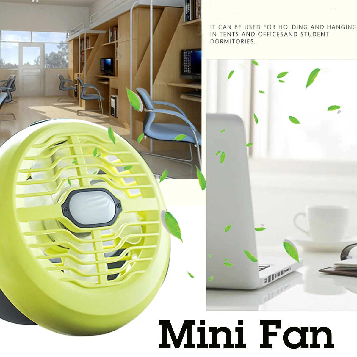 

Protable Mini Fan ABS Light Green DT-7199 2200mAh Rechargeable Battery Operated Fan146mmx44mm