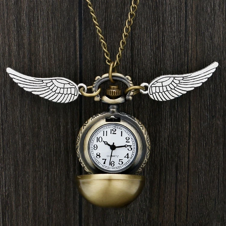 

Golden Wings Quidditch Balls Snitch Harri Potter Toy Watch Quartz Pocket Watch Necklace Snitch Woman Necklace Kid Toy Fly Thief