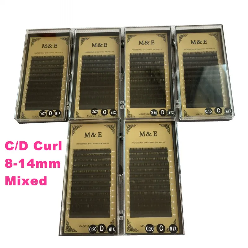 

All Size C/D curl 3 trays mix 8-14mm high quality synthetic mink natural mink False eyelash individual eyelash extension
