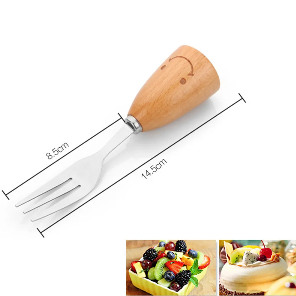 

Fruit Fork Smiley Tableware Stainless Steel Children's Fork Fruit Cake Dessert Forks Lovely Mini Fork Restaurant Non-toxic