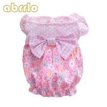 Abrlo, забавная Одежда для собак, платье для собак, цветочный узор, галстук-бабочка с принтом, юбки для щенков, платье из хлопка, мягкая Асимметричная одежда с оборками