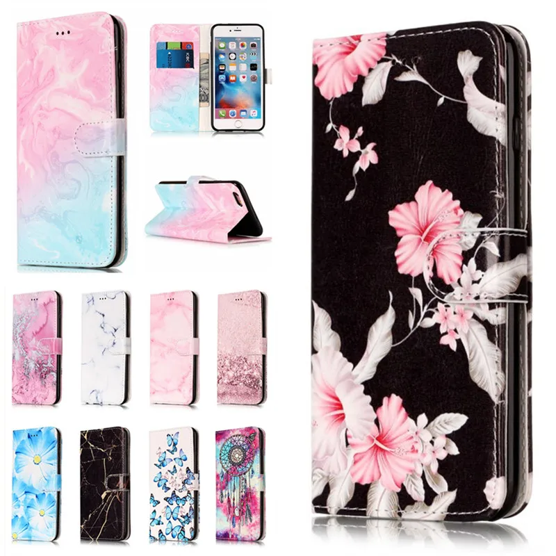 Чехол для iPhone 6 S Etui аpple iphon Plus Coque Cover гранит мрамор розовый кошелек мешки кожаные