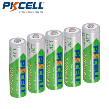 

5 X PKCELL Battery AA Low Self-discharge Durable Ni-MH 1.2V 2200mAh AA Rechargeable Battery 2A Batteries for remote control