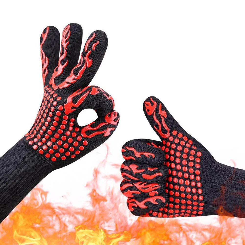 1 Pair BBQ Grilling Cooking Gloves Extreme Heat Resistant Oven Gloves XB 66