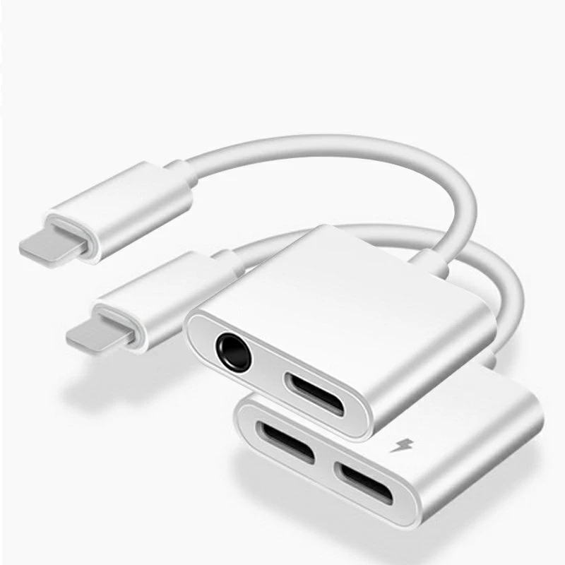 Koop Plastic Audio Adapter opladen Oortelefoon 2 in 1 Kabel Voor iPhone 7 8 plus X Aux Jack headset Voor Bliksem om Hoofdtelefoon Splitter