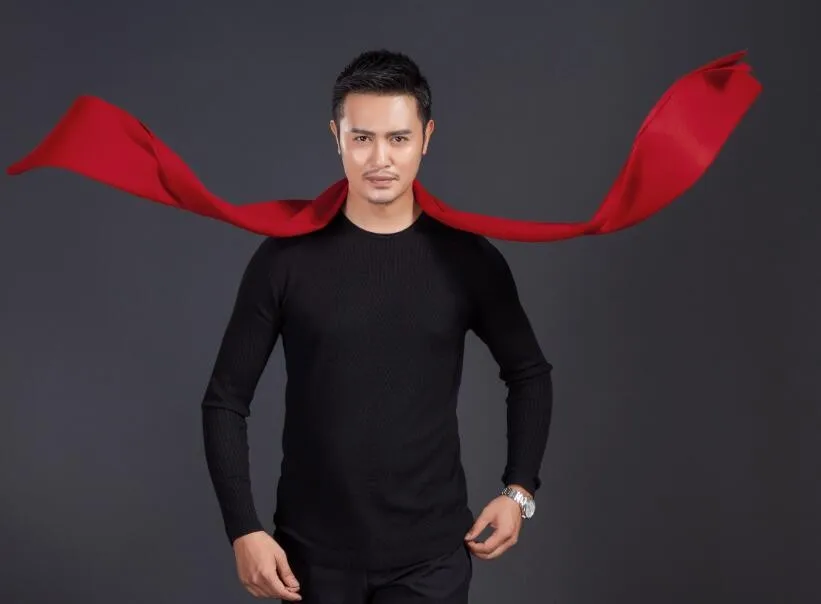 High quality men's plain red color long scarf  winter knitting thick scarf for Man mens designer scarf