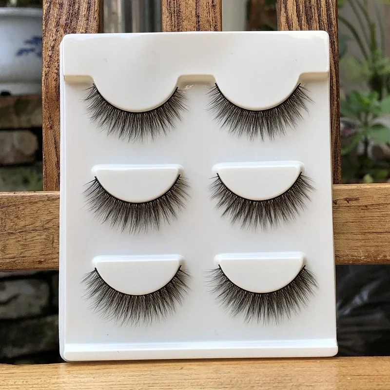 

Natural Nude Look Long Fund Thick On Eye Hair Plain Black Stem 3d False Eyelashes Mink Volume Become Warped Eyelash makeup