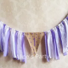 Пользовательские Детей первый День Рождения овсянка 1st Лаванда белый Кружево стульчик баннер гирлянда горошек мешковиной висит День Рождения Декор