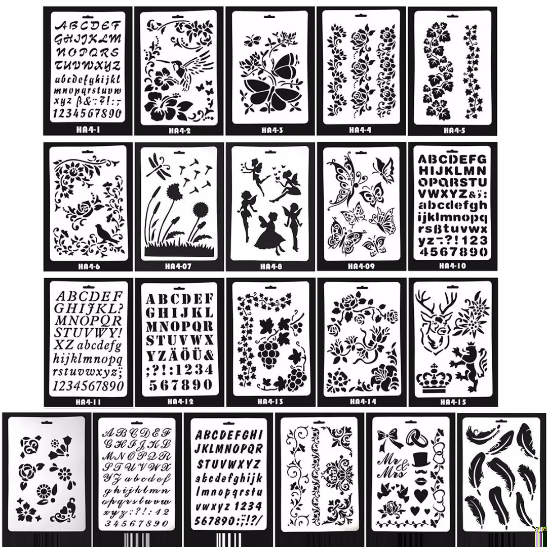 21pcs\lot New Bullet Journal Stencil Set DIY Drawing Painting Template Stencil Diary
