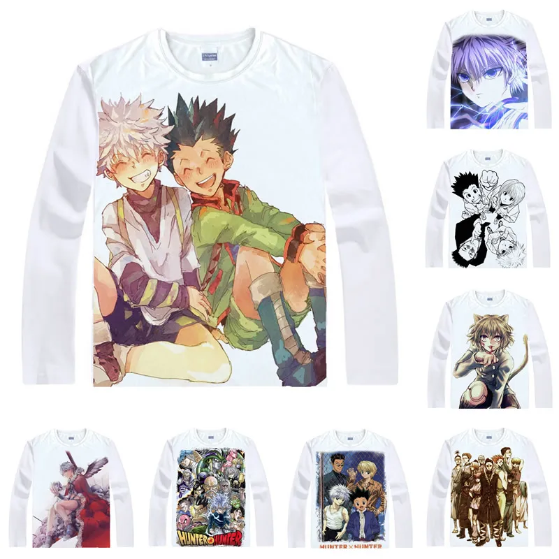 

HUNTER HUNTER T-Shirts Men Hip Hop Long Sleeve Anime Shirts GON FREECSS Killua Zoldyck Cosplay Motivs Cool Anime Shirts Women