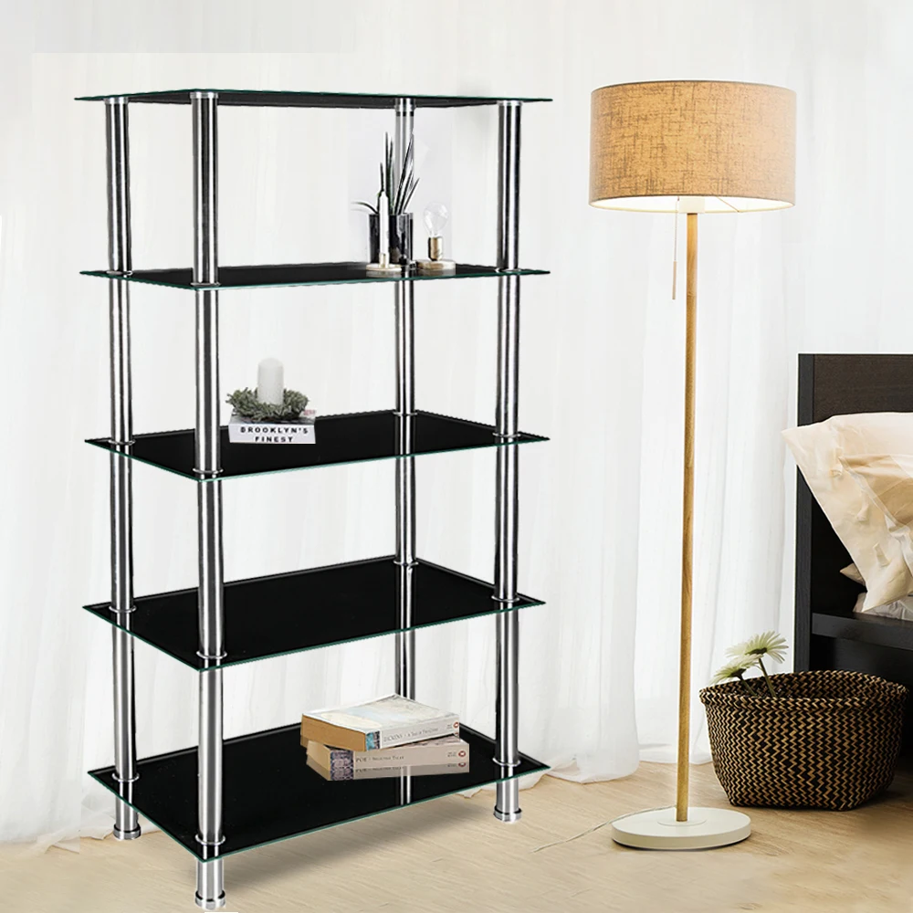 Aliexpress 5 Tier Gl Shelf Unit Display Table Storage Aliexpress 5 Tier Gl Shelf Unit Display Table Storage With Chrome Legs Living Room Furniture Dropshipping From Reliable