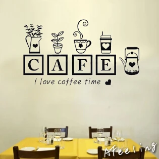 

I love coffe Store window sticker drink sweet food shop sign sticker advertising poster wall sticker store sticker