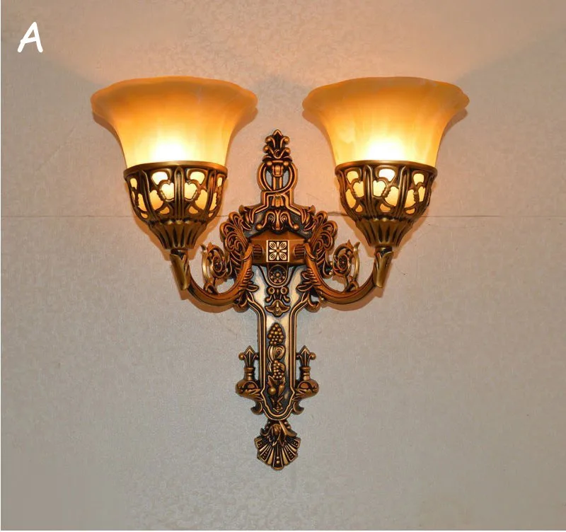 Американский Винтаж двойной ползунок стеклянный настенный канделябр лампа своими руками Европейские дома деко спальни Ретро E27 светодиодный лампы Настенные светильники