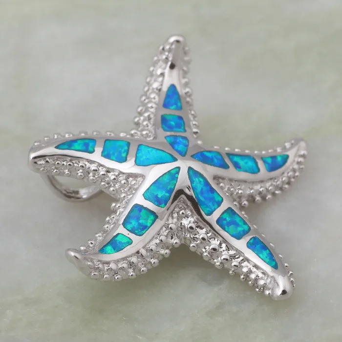 Благородная Морская звезда синий огненный опал 925 пробы серебряные ювелирные изделия кулон для женщин P238