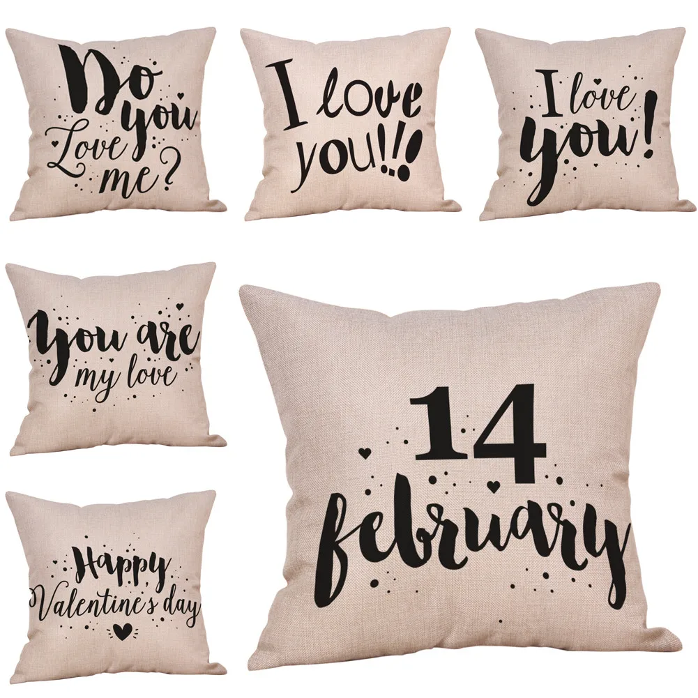 

Happy Valentine's Day Throw Pillow Case Sweet Love Square Pillow Cover Adornos De Navidad Para Casa Pillow Cover Hot Sales
