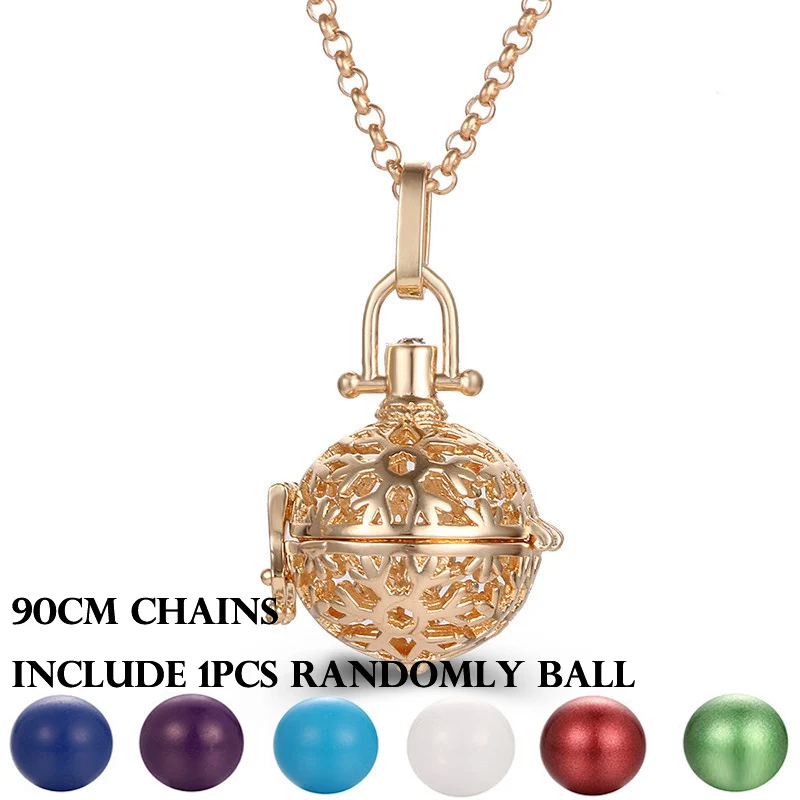 Винтажное ожерелье с медальоном, музыкальным ангелочным шариком, ожерелье для беременных, ароматерапия, эфирное масло, диффузор, аксессуары - Окраска металла: 1Pcs