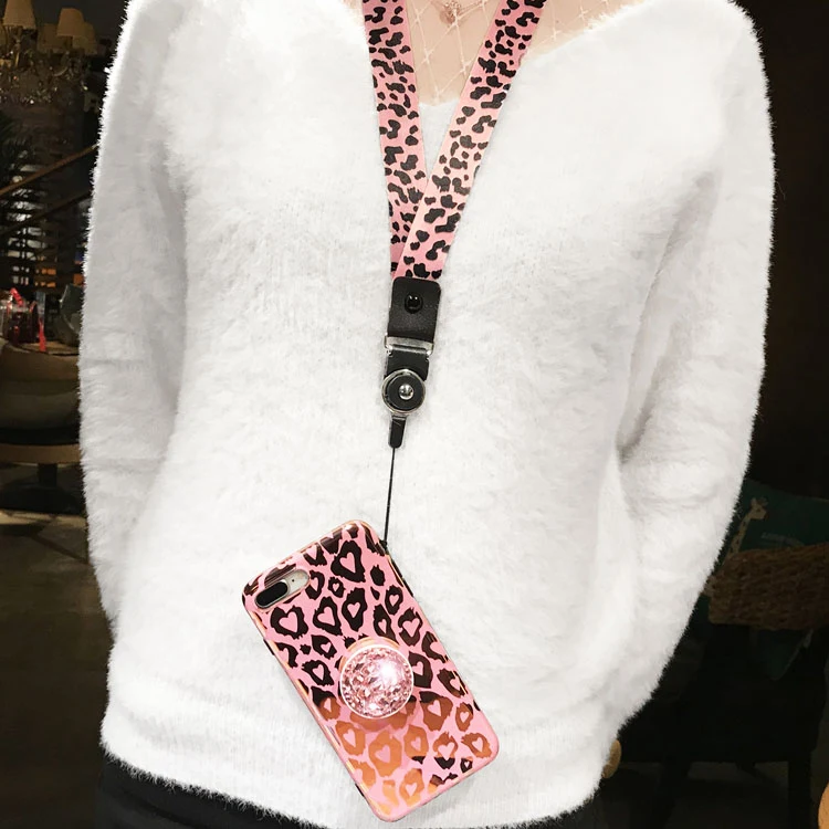 Модный Блестящий комплект одежды для девочки с леопардовым принтом 3D подставка со стразами с меховыми помпонами для шнурки Мягкая обложка чехол для iphone MAX XS XR 6 7 8 plus X чехол для телефона чехол s - Цвет: b