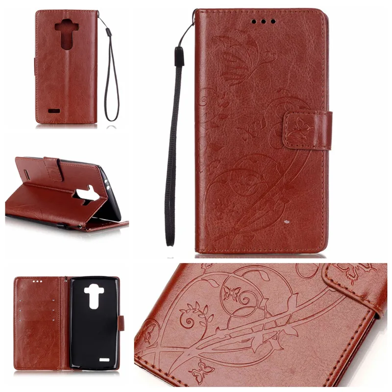 Флип кейс из искусственной кожи в стиле ретро С Рисунком бабочки для LG G4 с