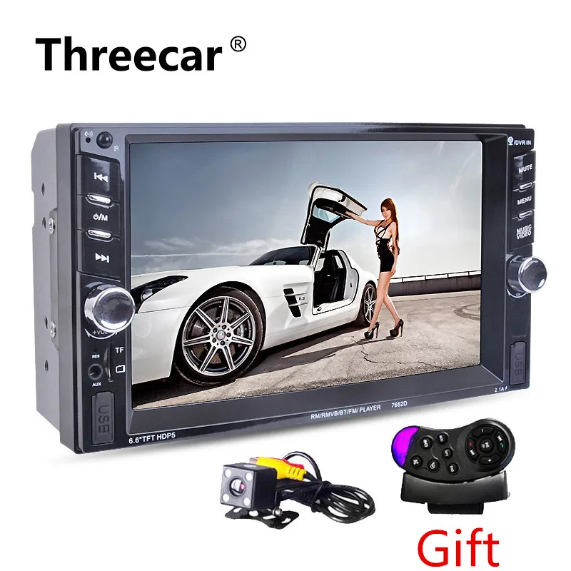 

2 Din Car Radio MP5 Player 7652D Stereo Autoradio 6.6" HD Touch Screen Bluetooth FM/USB/AUX Input Support Rearview Camera