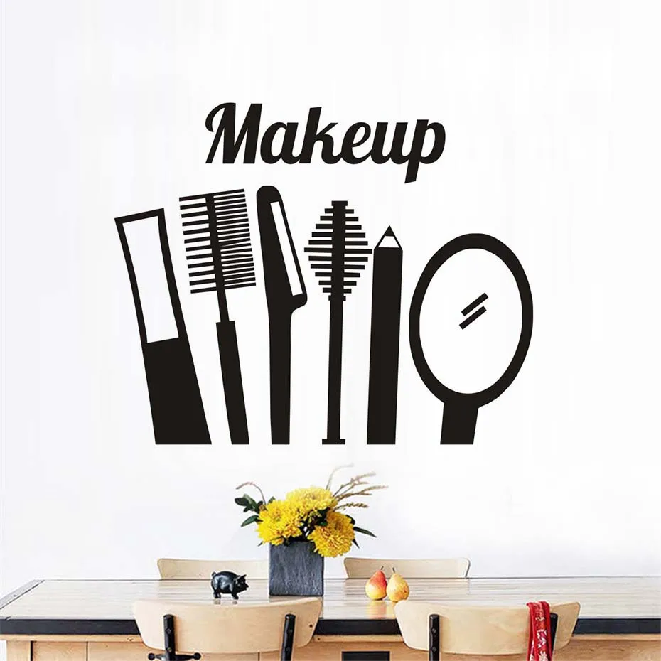 

Set of Make Up Wall Stickers Living Room Decoration DIY Girls Bedroom Wall Decals Beauty Salon Art Mural Decorative Wallpaper
