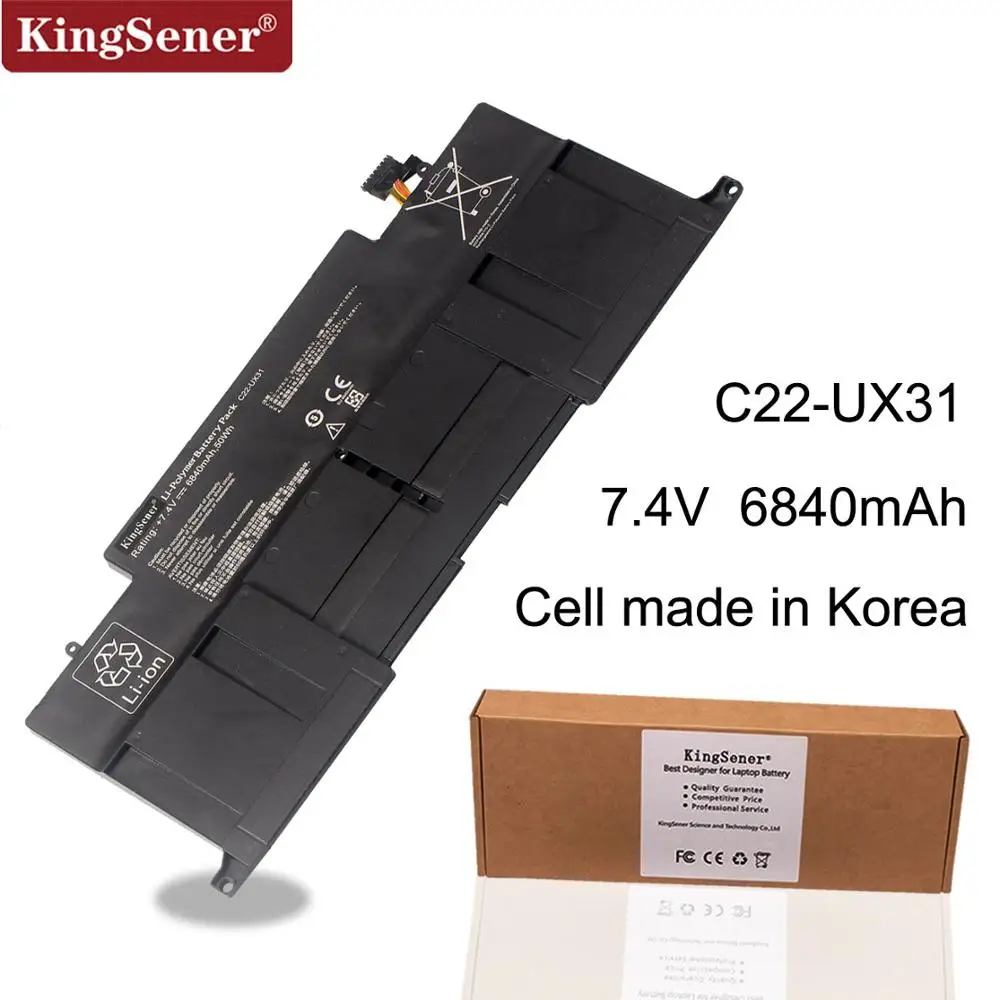 KingSener C22-UX31 Аккумулятор для ноутбука Asus Zenbook UX31 UX31A UX31E UX31E-DH72 C22-UX31 C23-UX31 7,4 V 50WH/6840 мА-ч