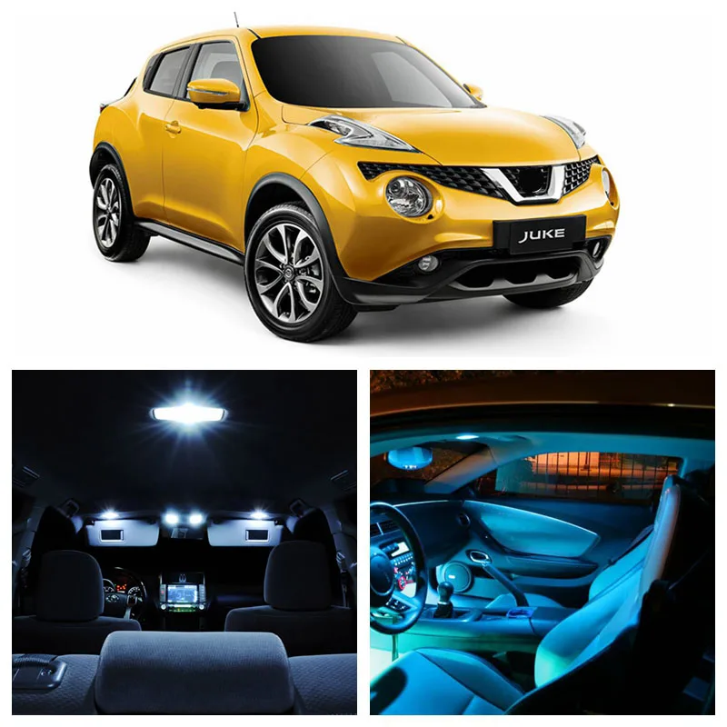 

8pcs Ice Blue White LED Light Bulb Interior Package Kit For Nissan Juke 2011 2012 2013 2014 2015 License Plate Lamp Nissan-EF-23