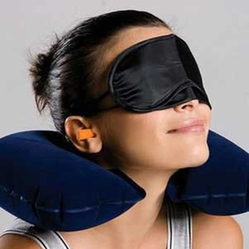

U Shaped Travel Pillow Neck Support Headrest Health Care Cushion Airplane Flight Pillow for Travel Set Earplugs+eye mask+pillows